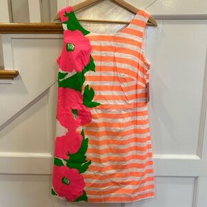 Lilly Pulitzer Sleeveless Delia Dress Sz 6 Sunrise Orange Wild Flowers Sweet Tea